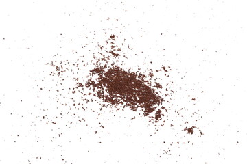 Fototapeta na wymiar Coffee powder pile isolated on white, top view