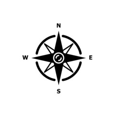 Compass Rose Icon Vector Logo Template Ilustrasi Desain