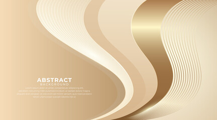 Abstract golden wave shapes background with glow effect. Overlay soft golden waves shapes layers element. Luxury and elegant gold waves lines design. Suit for poster, cover, banner, presentation.