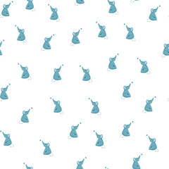 Cute elephant with butterfly seamless pattern. Funny childish tracery in doodle style.