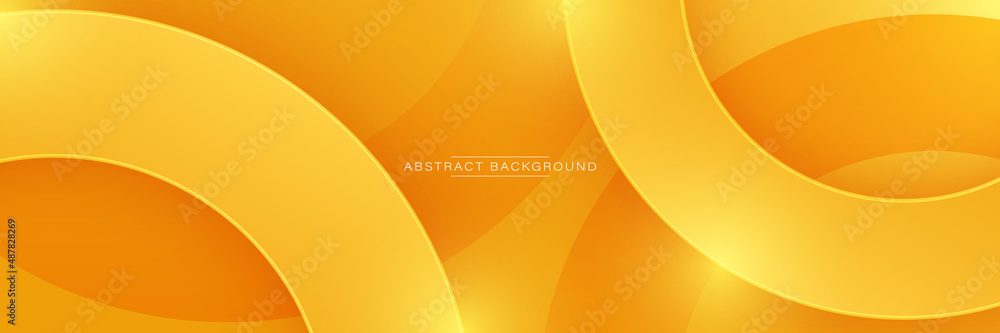 Poster abstract gradient orange and yellow circles geometric shape background. modern simple overlapping ci