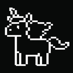 Game pixel art assets with unicorns. Vector