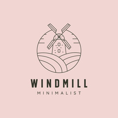 windmill netherlands line art logo vector symbol illustration design