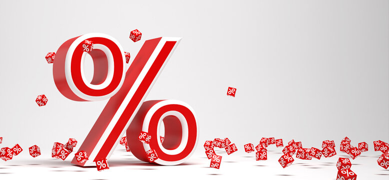 sale percent symbol in front of background - 3D Illustration