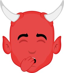 Vector illustration of the face of a cartoon demon yawning