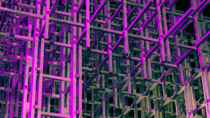 Abstract metal lattice in the rays of illumination