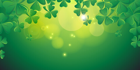 Green clovers background - St Patrick theme design banner