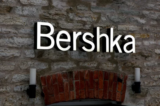 Tallinn, Estonia - January 22, 2022: Bershka shop logo on a brick wall.  Stock Photo | Adobe Stock