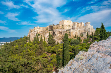 View of the ancient Acropolis from Areopagus - Areiopagos, Athens, Greece