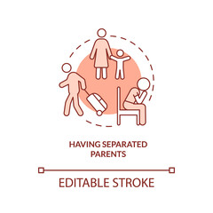 Having separated parents terracotta concept icon. Behavioral problem. Rough childhood abstract idea thin line illustration. Isolated outline drawing. Editable stroke. Arial, Myriad Pro-Bold fonts used