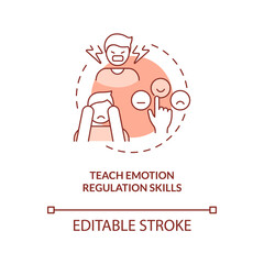 Teaching emotion regulation skills terracotta concept icon. Resist impulsive behavior abstract idea thin line illustration. Isolated outline drawing. Editable stroke. Arial, Myriad Pro-Bold fonts used