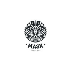 Emblem tribal mask logo concept, abstract logo for art