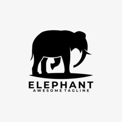 Fototapeta premium Elephant logo design vector flat color