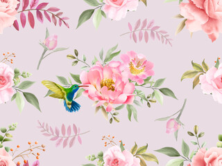 Soft pink flower seamless pattern