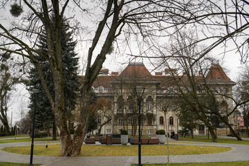 House of priests or Ponus House in Chernivtsi, Ukraine. December 2021.
