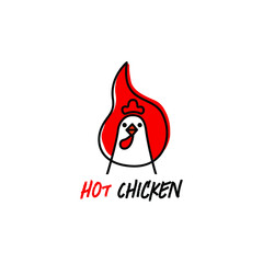 Chiken with fire, Spicy chicken logo concept for restaurant