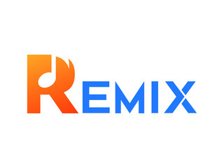 Remix text music vector logo design 