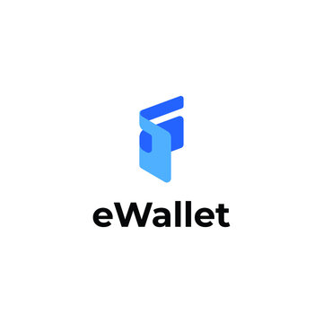 Minimalist blue wallet logo for accounting business or fintech company