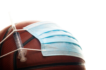 image of basketball mask syringe white background