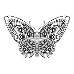 vector butterfly black and white element line art print design