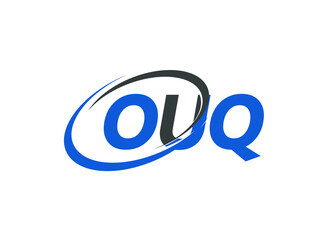 OUQ letter creative modern elegant swoosh logo design
