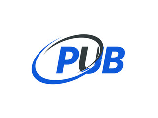 PUB letter creative modern elegant swoosh logo design