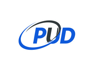 PUD letter creative modern elegant swoosh logo design