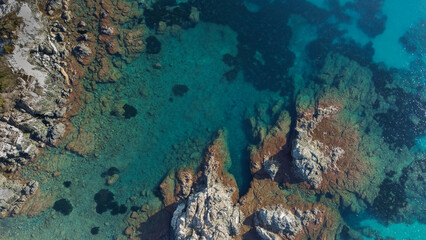 Aerial view by drone, Elba island, Italy