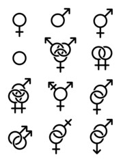 Set of gender symbols. Sexual identity icons. - 487834883