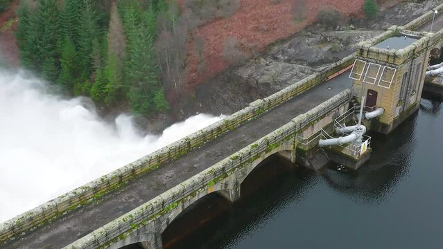 Hydroelectric Power Station Dam Pumping Water Through a Dam Slow Motion