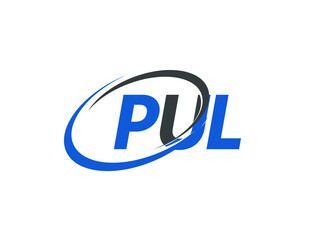 PUL letter creative modern elegant swoosh logo design