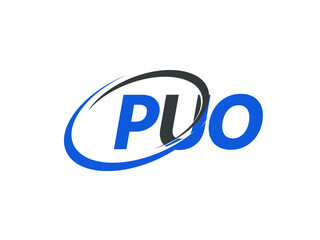PUO letter creative modern elegant swoosh logo design