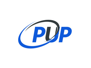 PUP letter creative modern elegant swoosh logo design