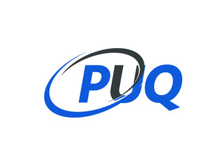PUQ letter creative modern elegant swoosh logo design
