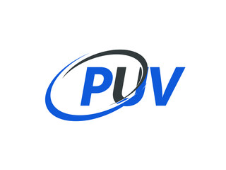 PUV letter creative modern elegant swoosh logo design