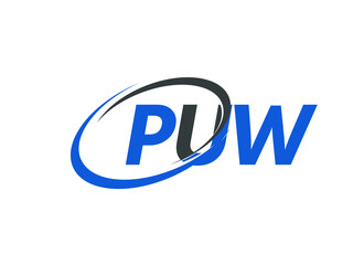 PUW letter creative modern elegant swoosh logo design