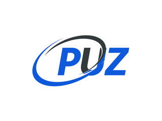 PUZ letter creative modern elegant swoosh logo design