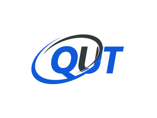 QUT letter creative modern elegant swoosh logo design