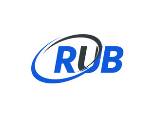 RUB letter creative modern elegant swoosh logo design