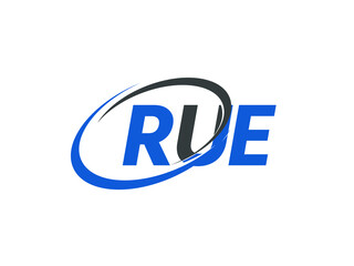 RUE letter creative modern elegant swoosh logo design