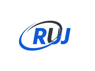 RUJ letter creative modern elegant swoosh logo design