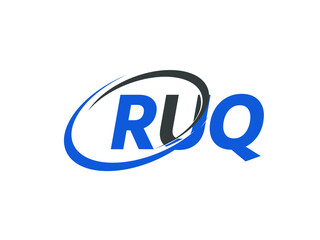 RUQ letter creative modern elegant swoosh logo design