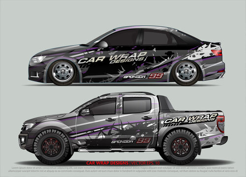 Racing Car Wrap Design Vector For Vehicle Vinyl Sticker And Automotive Decal Livery