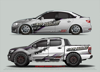 Racing car wrap design vector for vehicle vinyl sticker and automotive decal livery