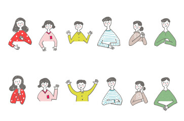 いろいろな表情の家族