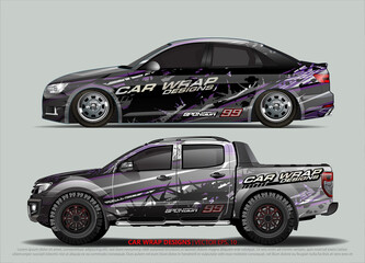 Racing car wrap design vector for vehicle vinyl sticker and automotive decal livery