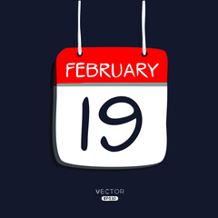 Creative calendar page with single day (19 February), Vector