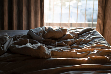 The Sun shines through window in the morning.