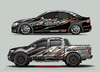 Racing car wrap design vector for vehicle vinyl sticker and automotive decal livery