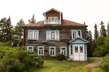 Fototapeta na wymiar Cottage of Arhimandrite Macarius, on the Bolshoi Solovetsky Island. Solovetsky archipelago, Arkhangelsk region, Russia